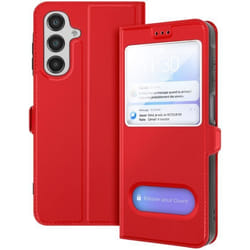 Étui pour Samsung Galaxy A16 - MARQUE - Modèle - Fenêtre - Support Vidéo - Rouge