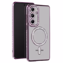 Coque - Samsung - Galaxy S24 FE - Strass Violet - Résistante - Compatible MagSafe