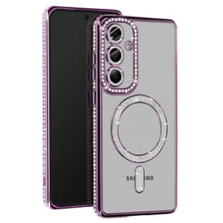 Coque - Samsung - Galaxy S24 FE - Strass Violet - Résistante - Compatible MagSafe