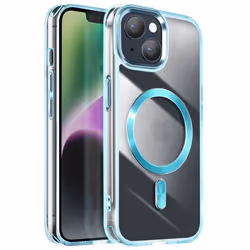 Coque MagSafe - Non spécifié - iPhone 14/13 - Dos Cristal Color Bleu - Anti-jaunissement - Bords surélevés