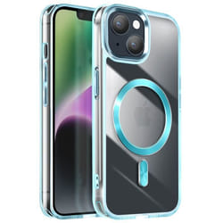 Coque MagSafe - Non spécifié - iPhone 14/13 - Dos Cristal Color Bleu - Anti-jaunissement - Bords surélevés