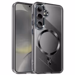 Coque MagSafe - Samsung - S24 Plus/S25 Plus - Dos Cristal Color - Noir - Anti-jaunissement