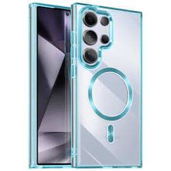 Coque MagSafe - Samsung - Galaxy S24 Ultra - Dos Cristal Color - Bleu - Anti-jaunissement