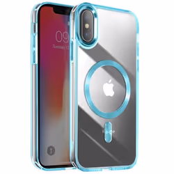 Coque MagSafe - Cristal Color - Bleu - iPhone XS/X - Dos rigide - Anti-jaunissement