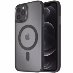 Coque MagSafe pour iPhone 12 Pro Max Dos Mat Givré Contour Noir
