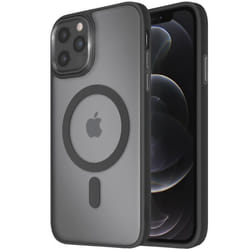 Coque MagSafe pour iPhone 12 Pro Max Dos Mat Givré Contour Noir