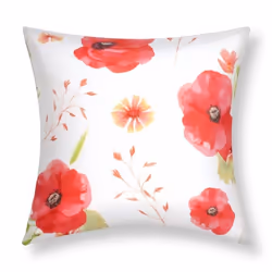Lot de 2 Housses de Coussin 40x40 cm Motif Coquelicot