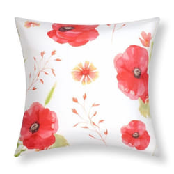 Lot de 2 Housses de Coussin 40x40 cm Motif Coquelicot