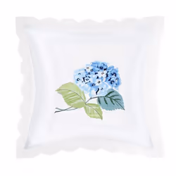 Lot de 2 Housses de Coussin 40x40 cm Brodée Fleur Hortensia Bleu