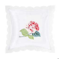 Lot de 2 Housses de Coussin 40x40 cm Brodée Fleur Hortensia Rose