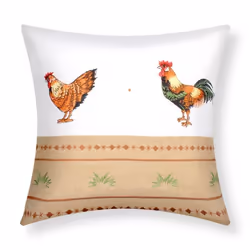 Housses de coussin - AVIZAR - Lot de 2 - 40x40 cm - Brodée Coq - Multicolore