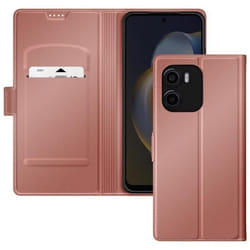 Étui pour Smartphone - Motorola - Moto G05 / E15 - Rose Champagne - Porte-Carte - Support Vidéo