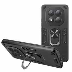 Coque pour smartphone - Xiaomi - Redmi Note 14 Pro/Pro Plus - Antichoc - Anneau rotatif 360° - Noir