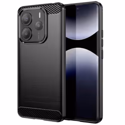 Coque - Xiaomi - Redmi Note 14 5G - Silicone - Design Carbone - Brossé Noir