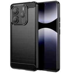 Coque - Xiaomi - Redmi Note 14 5G - Silicone - Design Carbone - Brossé Noir