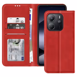 Housse pour smartphone - Xiaomi - Redmi Note 14 4G - Portefeuille - Support vidéo - Rouge