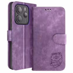 Étui Portefeuille - Xiaomi - Redmi Note 14 5G - Motif Tigre Kawaii - Simili Cuir - Violet