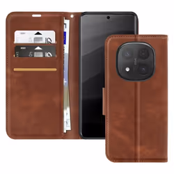 Housse pour Redmi Note 14 Pro et 14 Pro Plus Portefeuille Dragonne Marron Foncé