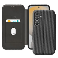 Étui pour Samsung Galaxy S24 FE - MARQUE - Fibre de Carbone - Support Vidéo - Anti-RFID - Noir