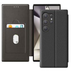 Étui pour Samsung Galaxy S24 Ultra - Noir - Fibre Carbone - Support Vidéo - Anti-RFID - Mince
