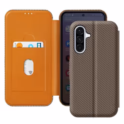 Étui Carbone - Samsung - Galaxy A36 - Anti-RFID - Support Vidéo - Marron