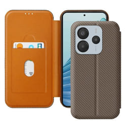 Étui Carbone - Xiaomi - Redmi Note 14 5G - Anti-RFID - Support Vidéo - Marron