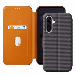 Étui Carbone - Samsung - Galaxy A56 - Anti-RFID - Support Vidéo - Gris Foncé