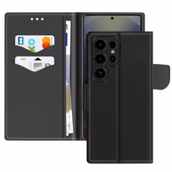 Étui Portefeuille - Samsung - Galaxy S25 Ultra - Cuir Saffiano - Protection intégrale - Noir