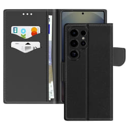 Étui Portefeuille - Samsung - Galaxy S25 Ultra - Cuir Saffiano - Protection intégrale - Noir