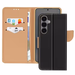 Étui Portefeuille - Samsung - Galaxy S25 Plus - Cuir Saffiano - Noir - Protection intégrale