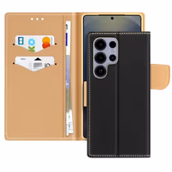 Étui Portefeuille - Fancy - Samsung Galaxy S25 Ultra - Cuir Saffiano - Noir - Protection intégrale