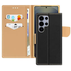 Étui Portefeuille - Fancy - Samsung Galaxy S25 Ultra - Cuir Saffiano - Noir - Protection intégrale