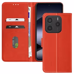 Étui pour smartphone - Xiaomi - Redmi Note 14 5G - Rouge - Portefeuille - Support Vidéo