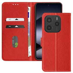 Étui pour smartphone - Xiaomi - Redmi Note 14 5G - Rouge - Portefeuille - Support Vidéo