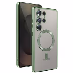 Coque MagSafe - Samsung - Galaxy S25 Ultra - Silicone - Contour Chromé - Vert Foncé
