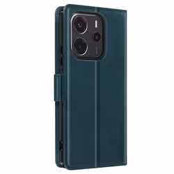 Étui pour smartphone - Xiaomi - Redmi Note 14 4G - Support vidéo - Compartiments intégrés - Bleu canard