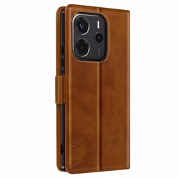 Étui pour smartphone - Xiaomi - Redmi Note 14 4G - Marron - Support vidéo - Compartiments intégrés