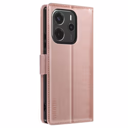 Étui pour smartphone - Xiaomi - Redmi Note 14 4G - Rose Champagne - Support vidéo - Compartiments intégrés