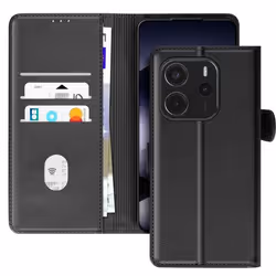 Étui pour smartphone - Xiaomi - Redmi Note 14 4G - Cuir vegan - Support intégré - Noir