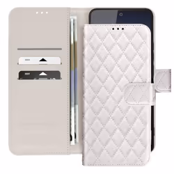 Étui pour Redmi Note 14 4G Portefeuille Motif Losange Blanc
