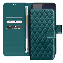 Étui Portefeuille - Xiaomi - Redmi Note 14 4G - Motif Losange - Vert - Semi-rigide