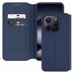 Étui pour Xiaomi Redmi Note 14 4G Clapet Porte-Cartes et Support Vidéo Bleu Nuit