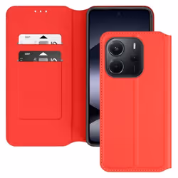 Étui pour Xiaomi Redmi Note 14 4G - Rouge - Clapet Magnétique - Support Vidéo - Compartiments Cartes