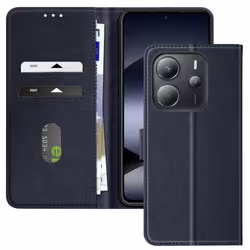 Étui pour smartphone - Xiaomi - Redmi Note 14 4G - Portefeuille - Support Vidéo - Bleu Nuit