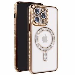 Coque - Diamant - iPhone 13 Pro - Strass Dorée - Résistante - Compatible MagSafe - Élégante