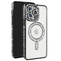 Coque - Diamant - iPhone 13 Pro - Strass Argent - Résistante - Compatible MagSafe - Élégante