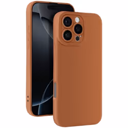 Coque pour iPhone 16 Pro Max - MARQUE - Silicone Souple - Bloc Caméra Protégé - Marron - Élégante