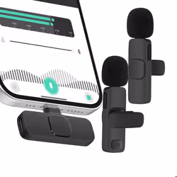 Micro cravate sans fil avec Récepteur USB C pour Smartphone Noir