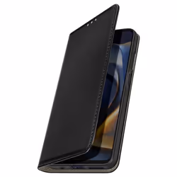 Étui pour Smartphone - Motorola - Moto E15 / G05 - Cuir Vegan - Noir - Support Vidéo