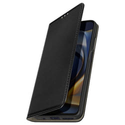 Étui pour Smartphone - Motorola - Moto E15 / G05 - Cuir Vegan - Noir - Support Vidéo